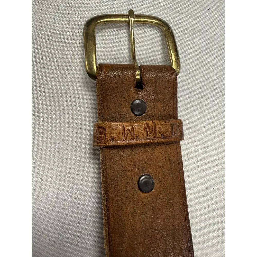 Vintage Leather Tooled Fish Deer Hunting Belt Personalized Wayne 44